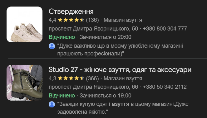 Google відгуки для ecommerce