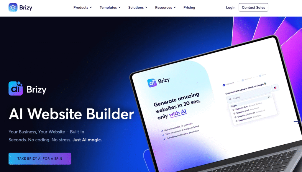 Brizy для створення сайтів за допомогою конструктора