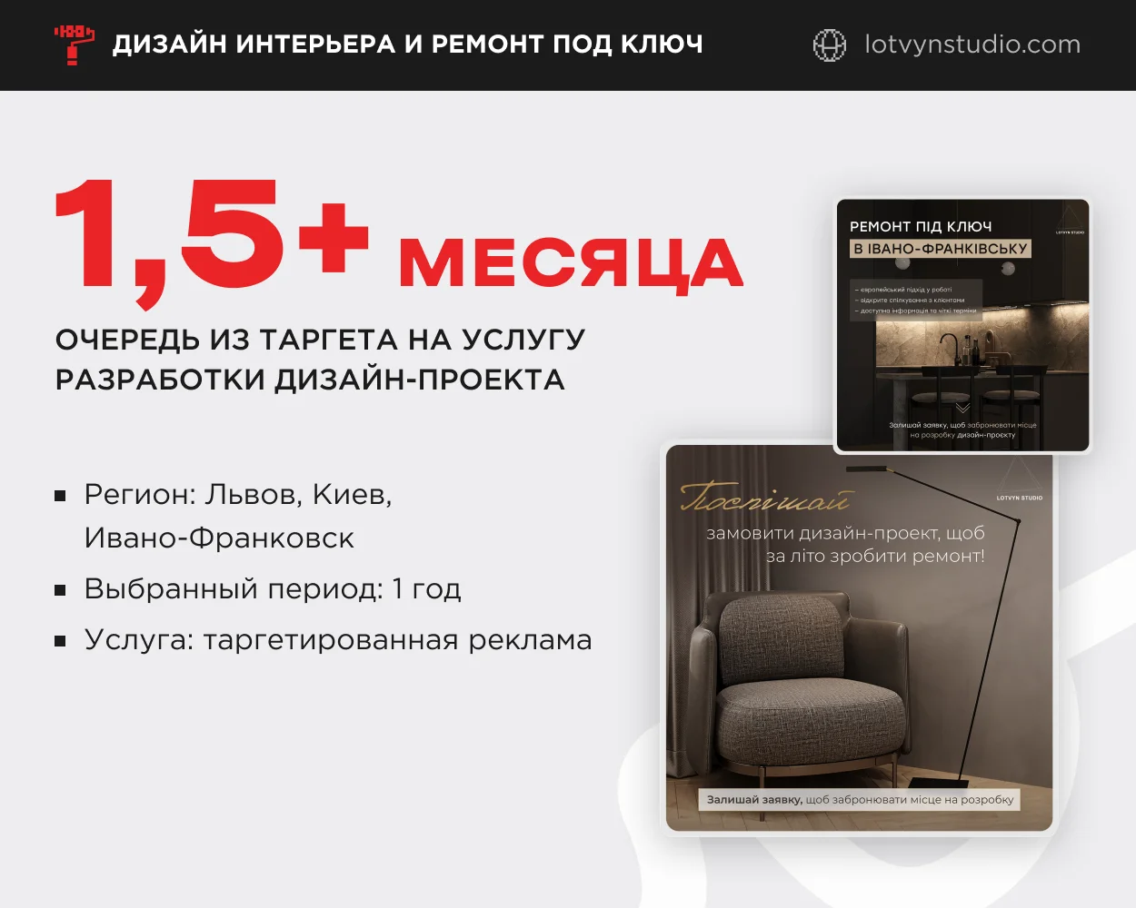 кейс для сайта по дизайну интеръера